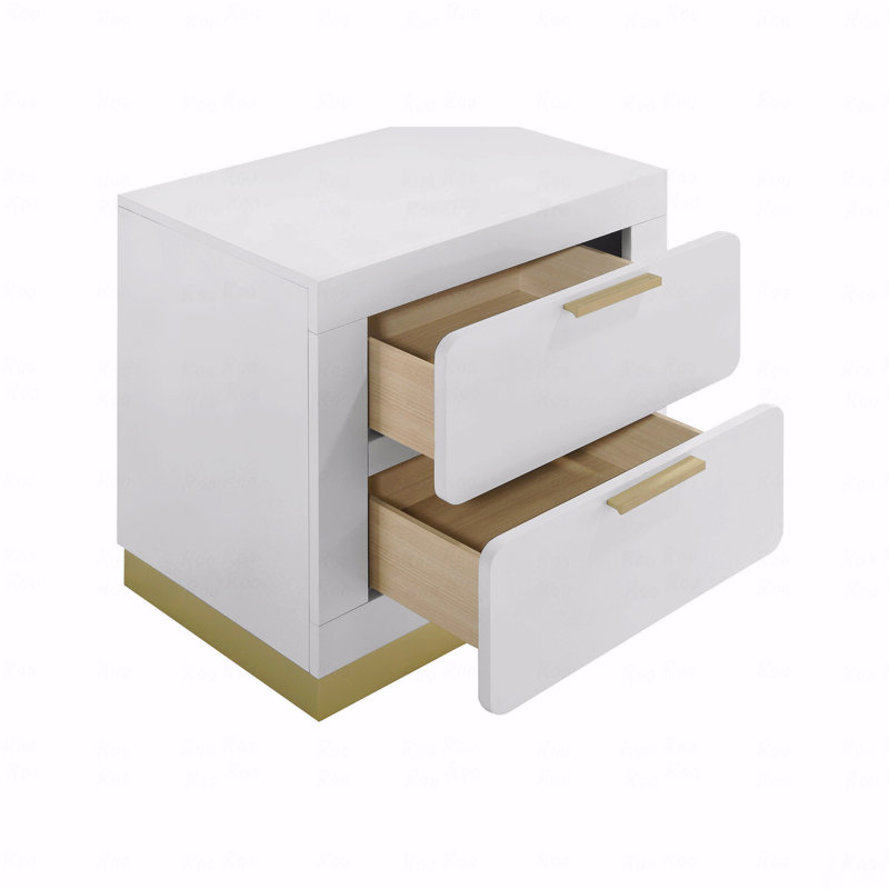 Table de chevet 2 tiroirs, Blanc