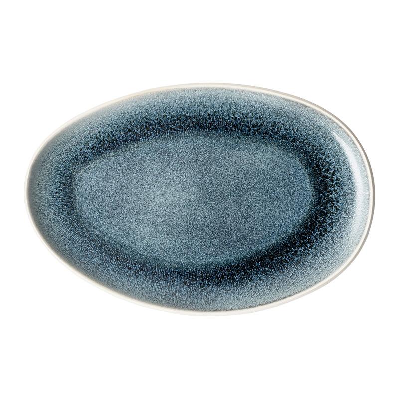 Junto Stoneware Platter, Aquamarine, 1" H x 11.25" L x 7.75" W