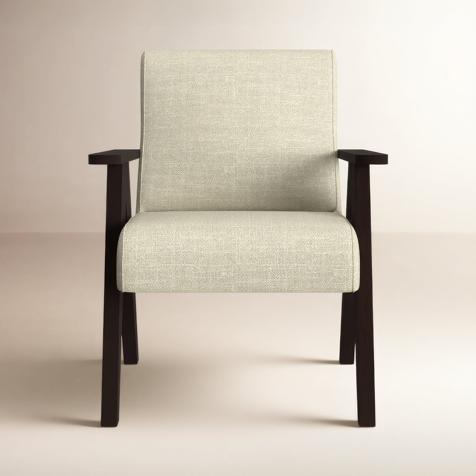 Luna Upholstered Jeanneret Accent Chair, Ivory-22533, Espresso