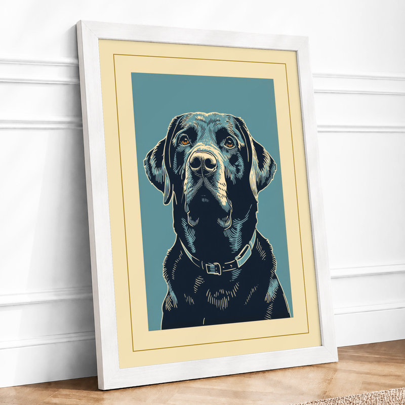 Dignified Labrador Japandi - Framed Print, A2 - 59.4 x 42.0 cm, White