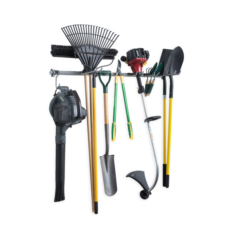 Large Gray Powder-Coated Steel Yard Tool Rack
