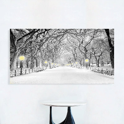 Studio 500 Canvas Print of The Poets Walk in Central Park in the Winter in Black, White & Yellow