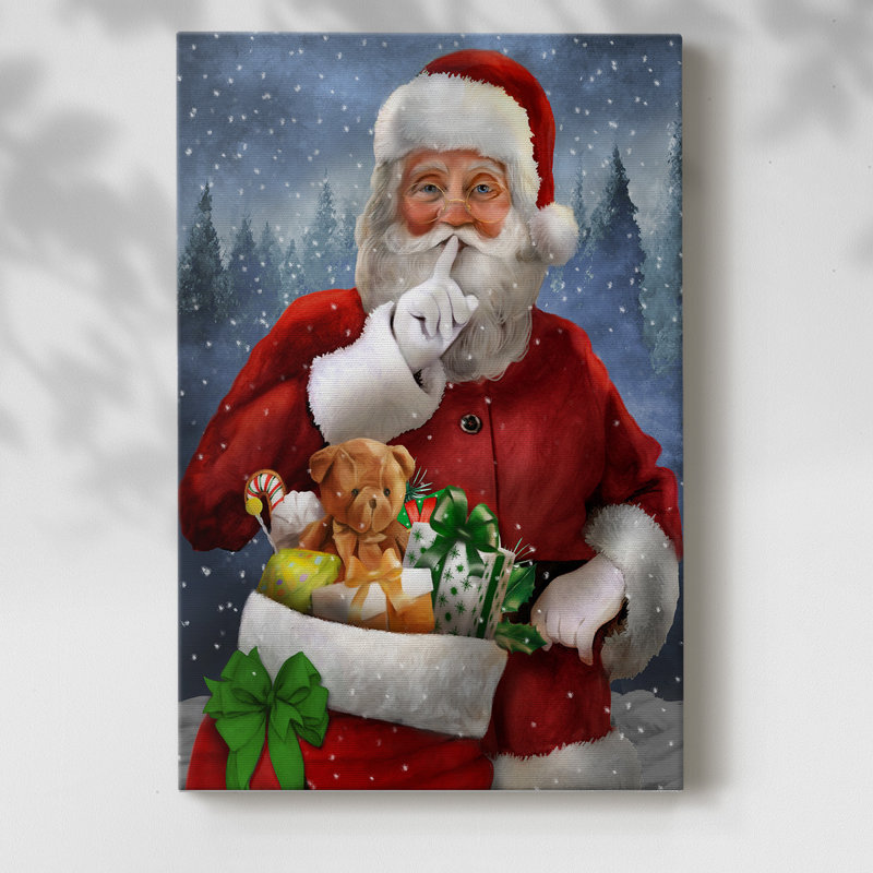 «Quiet Santa», reproduction sur toile, H 27 po x l 18 po x P 1,5 po