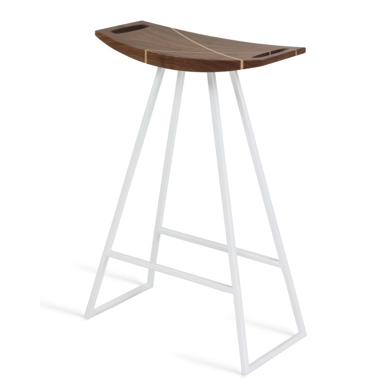 Robert Counter Stool with Metal Frame, White, Walnut, Counter Stool (24" Seat Height)