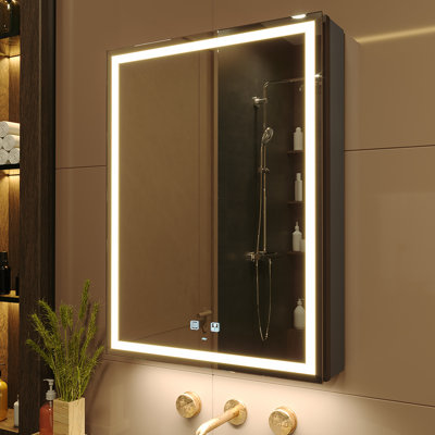 David-Christian 28" H x 20" W LED Lighted Bathroom Medicine Cabinet with Mirror, Defogger, Dimmer, Outlets & USBs