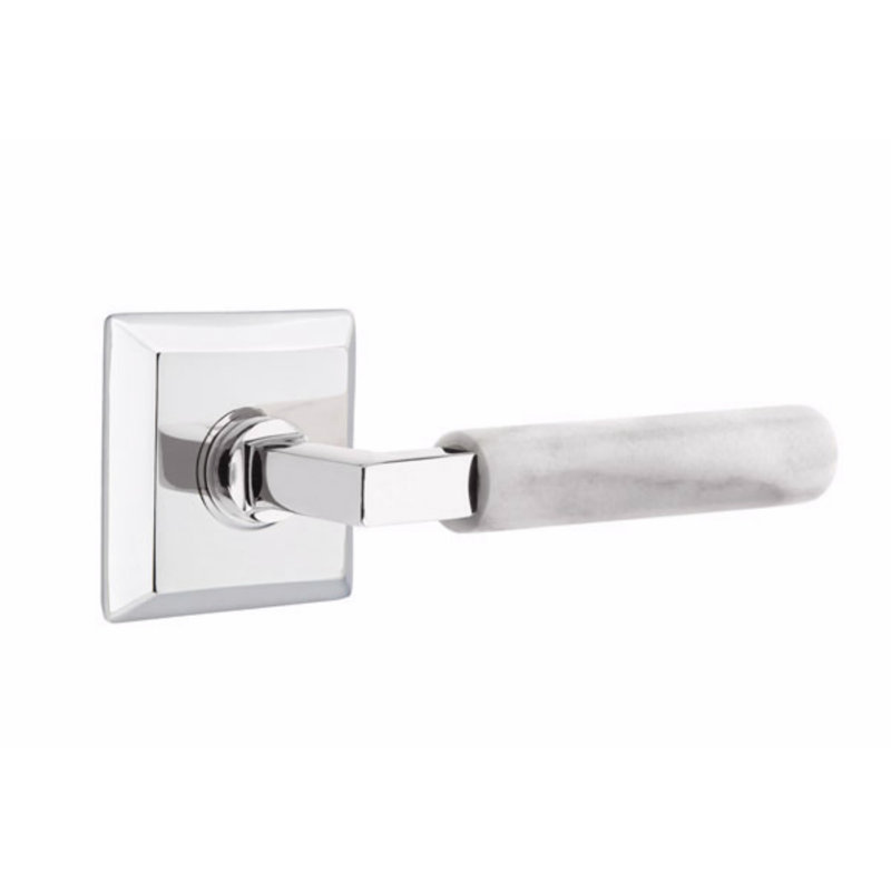 Select Single Dummy Door Lever, Polished Chrome/White Marble