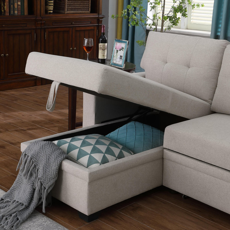 Warrendale Wide Reversible Sleeper Sofa & Chaise, Beige Linen