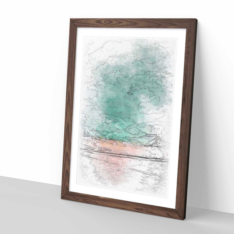 South Beach View in Miami Florida 1 Piece Single Picture Frame Painting on MDF, 33cm H x 24cm W x 2cm D, Walnut Framed