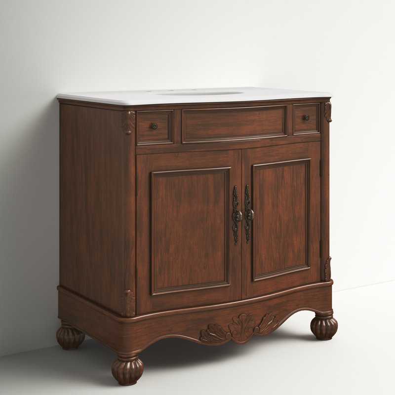 Ensemble de meuble-lavabo simple 36 po Mannie, Teck, Blanc