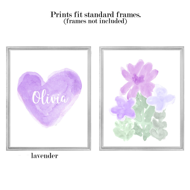 Jardin de fleurs artistique avec cœur personnalisé, impressions sur papier, H 10 po x l 8 po x P 0,06 po, Lavande
