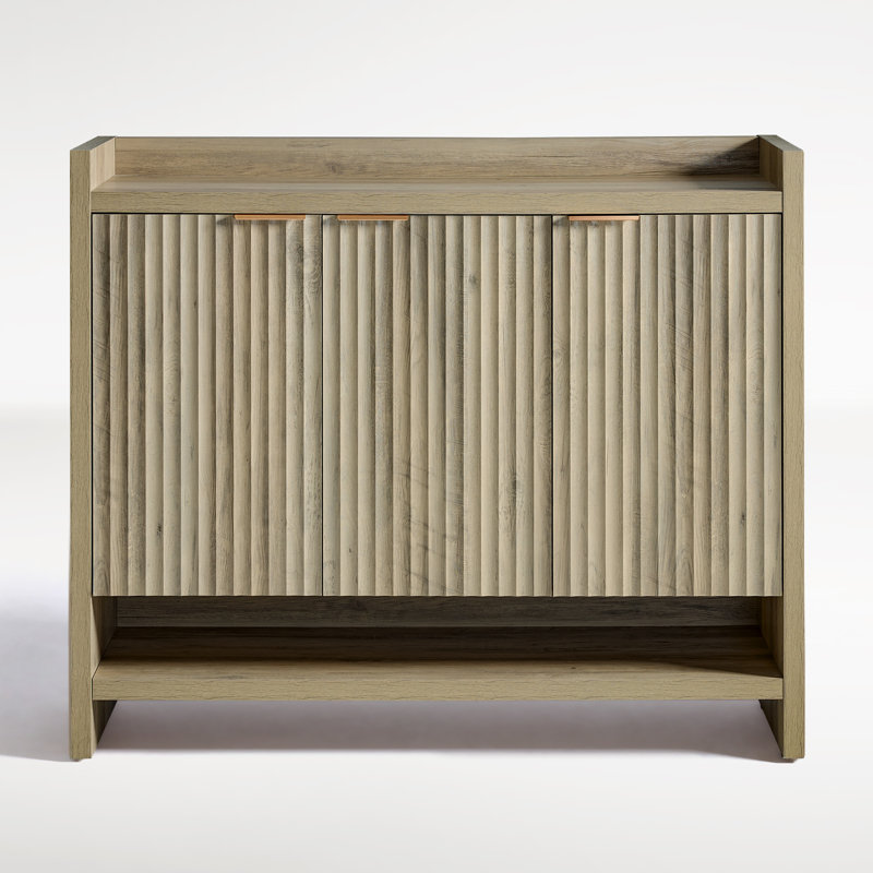 Nicolee 30 Pair Shoe Storage Cabinet, Sand Oak