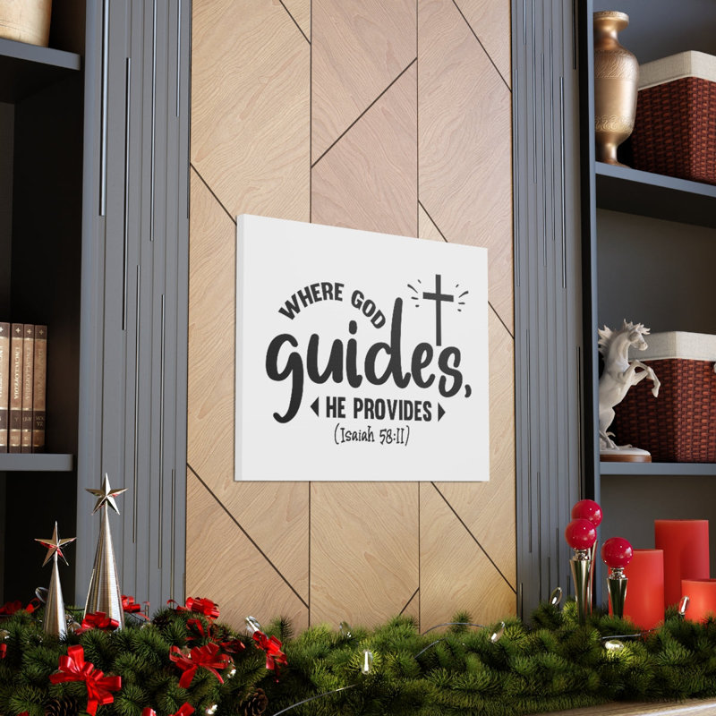 Esaïe 58:11 «God guides Cross Bible Verse», toile, art mural chrétien, H 12 po x l 16 po