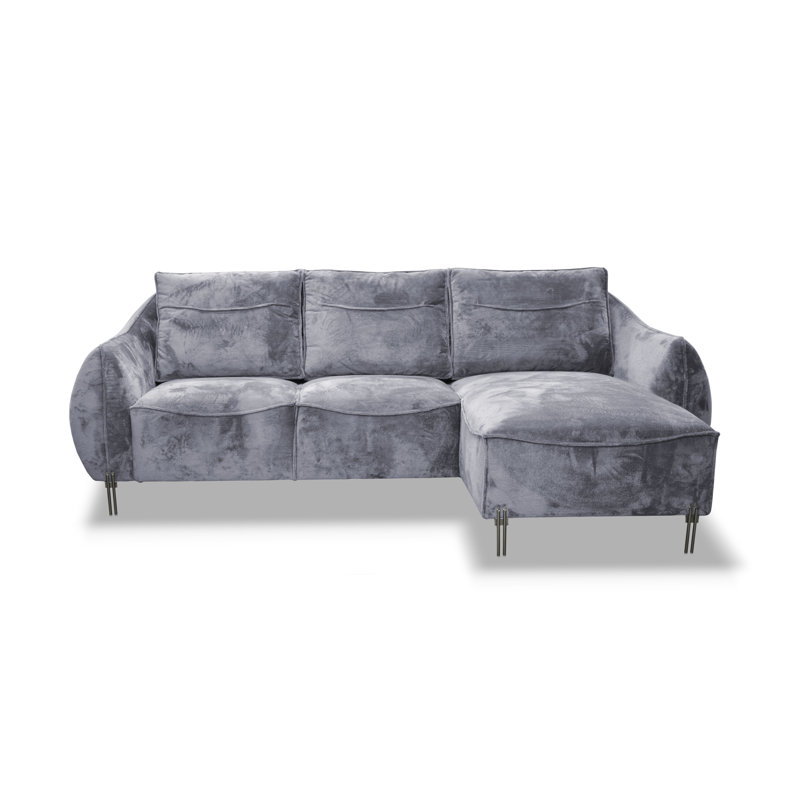 Adly 3 Seater Fabric Sofa & Chaise, Left Hand Facing, Grey