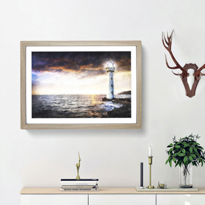 Lighthouse & Seascape Evening Glow - Picture Frame Graphic Art Print