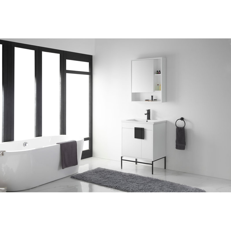 Ensemble de meuble-lavabo simple 30 po Maisie, Noir mat, Peint blanc mat