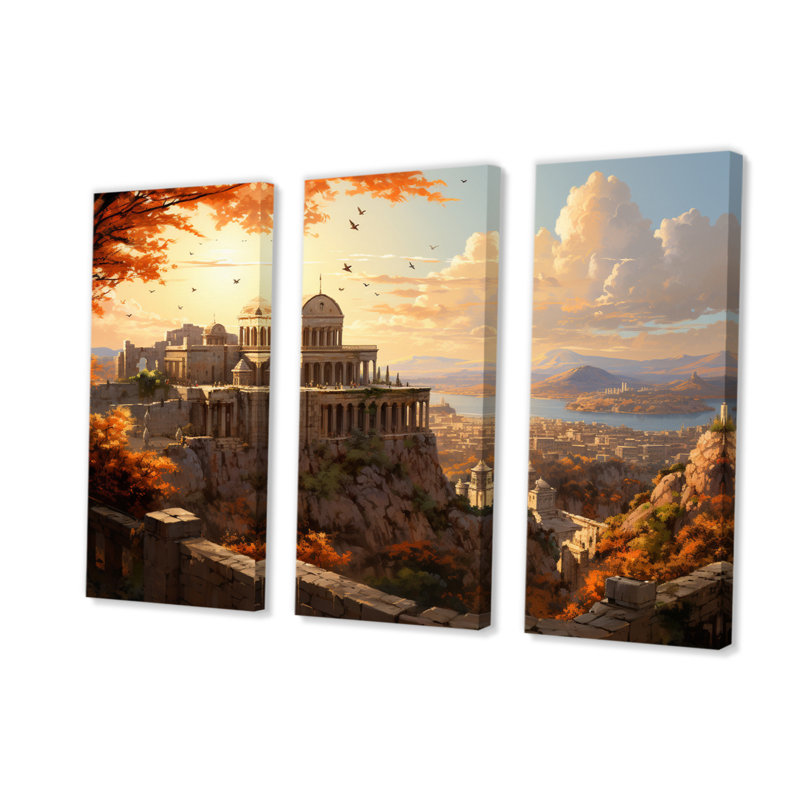 «Grèce Emperor Dreams III», reproduction sur toile 3 pièces, H 28 po x l 36 po x P 1 po