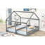 Lit plateforme simple gris avec 2 lits partagés conçus pour durer-1243627347