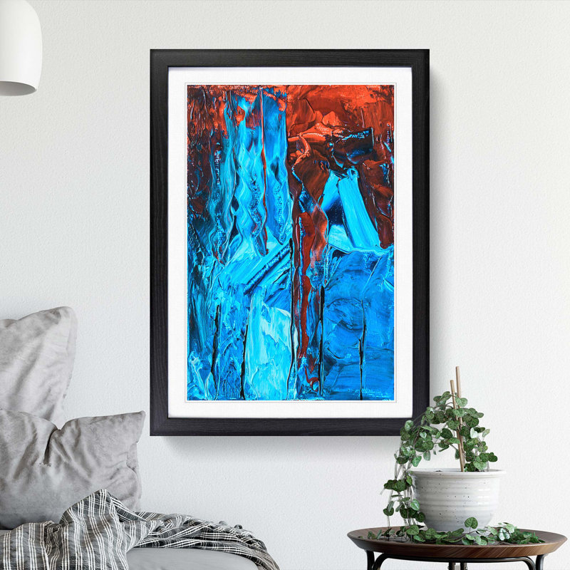 Abstract Art Painting Vol.341 by S.Johnson - Framed Print, 36cm H x 27cm W x 2cm D, Black Framed