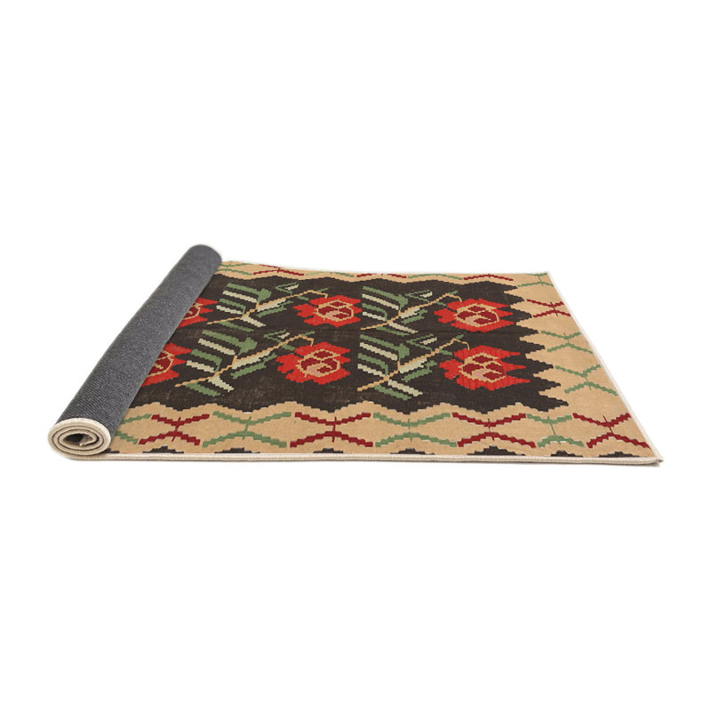 Tapis rouge / beige Veana, Rond 3 pi