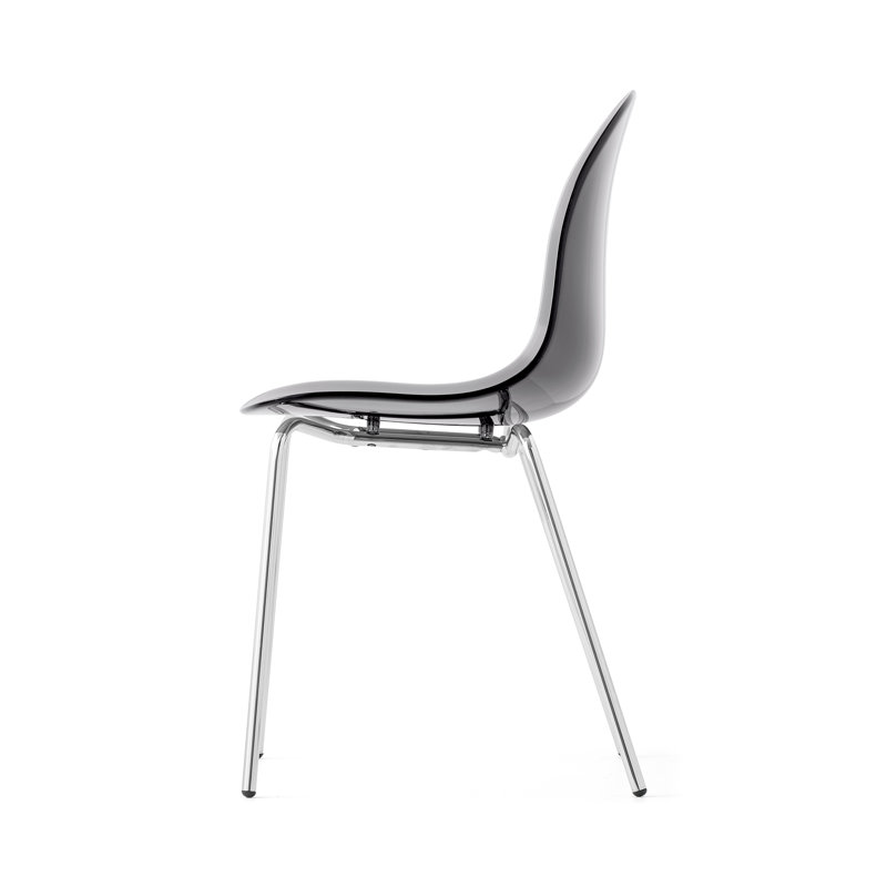 Academy Armless Chair with Metal Frame, Transparent Smoke Gray/Chrome