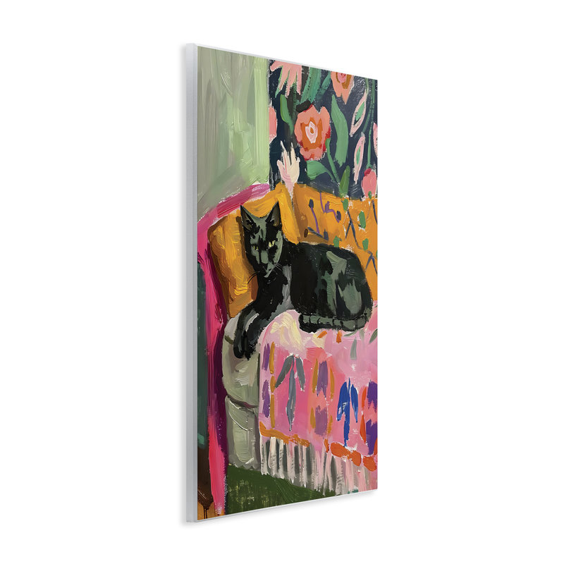 Relaxed Kitty on Couch Wall Plaque, design by LSR Design Studio, 15" H x 10" W