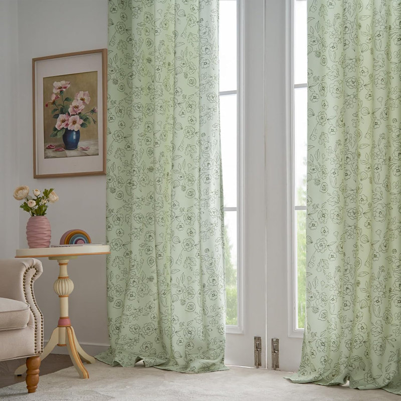 Paire de rideaux à passe-tringle, L 52 po x L 84 po, Vert