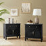 Dyals Traditional 28"W End Table Design Rattan Cabinet Doors with Built-in Power Outlet and Adjustable Shelf