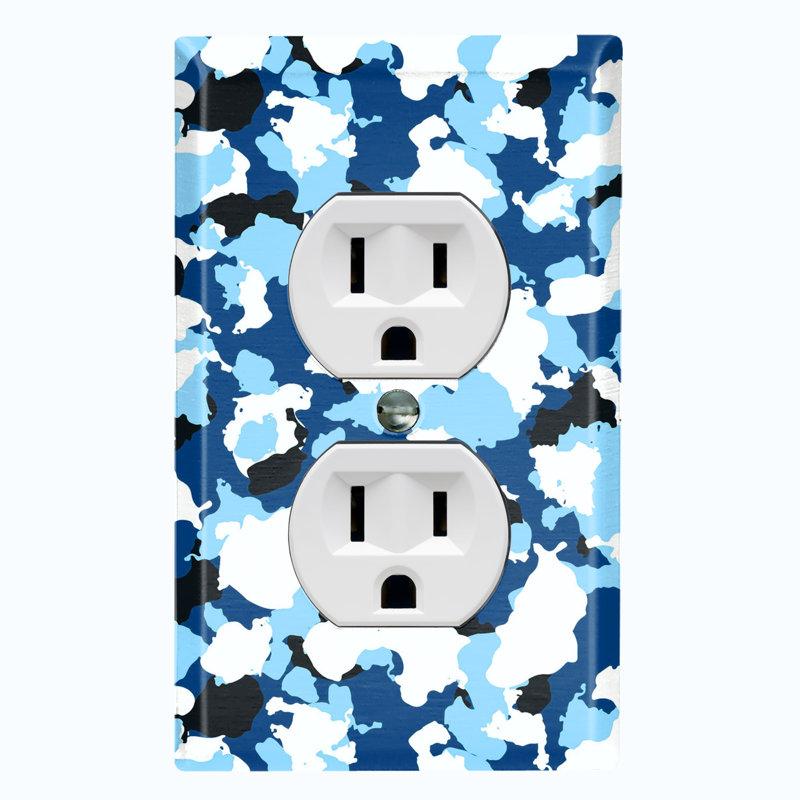Plaque murale 3 prises bleues camouflage bleu