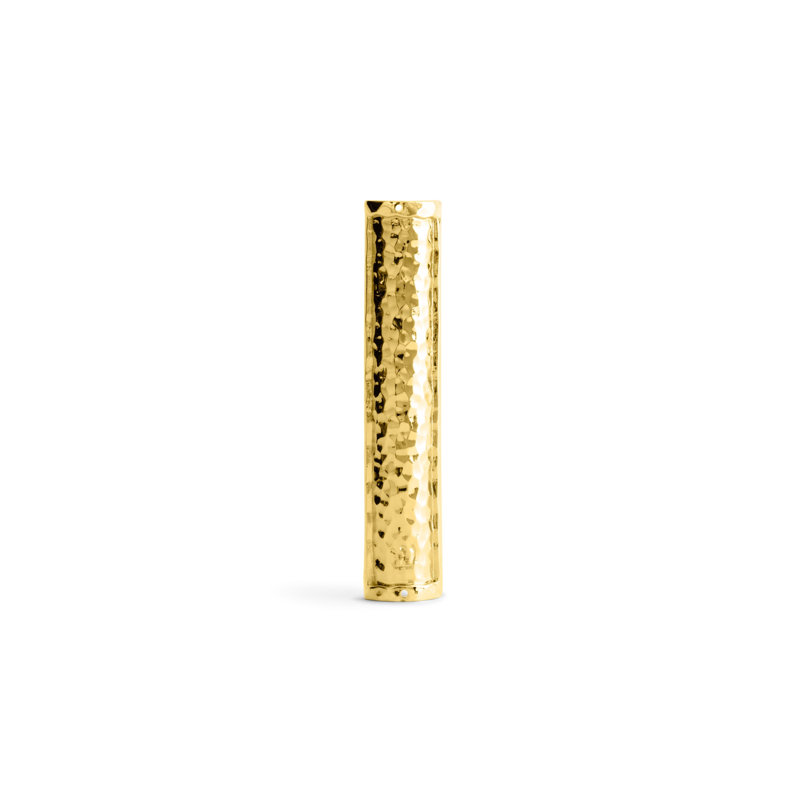 Hammertone Mezuzah, 4.35" H x 1" W x 1" D, Gold