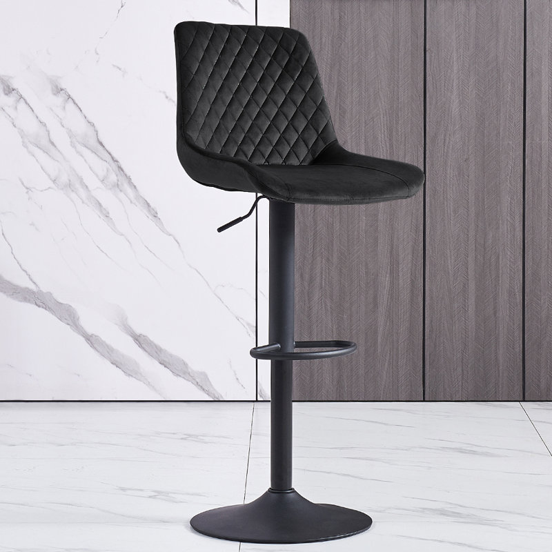 Heckscherville Height Adjustable Swivel Bar Stool, Black