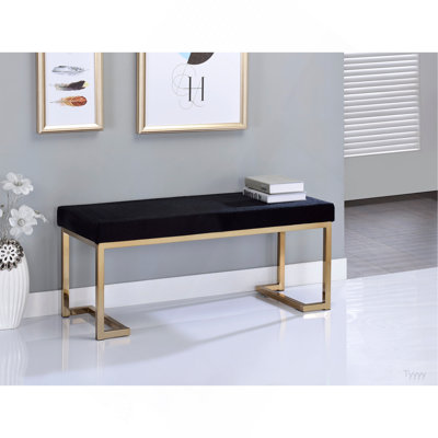 Banc en tissu noir Boice et finition champagne