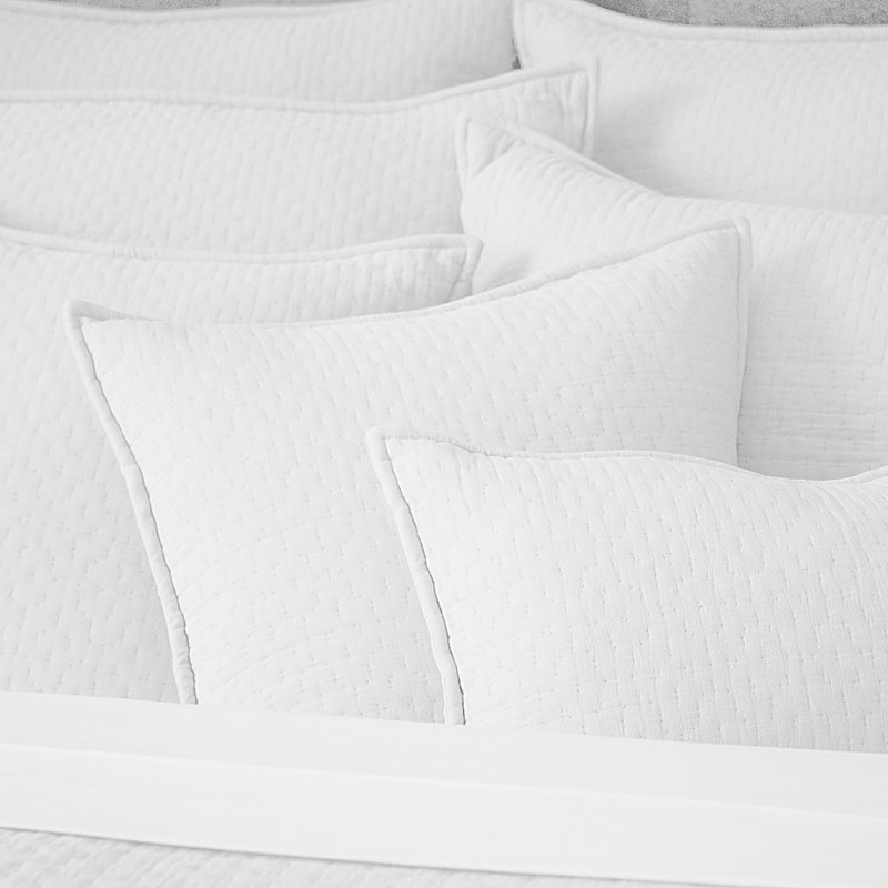 Hannah Cotton Hand-Stitched Comforter Set, White,  King Comforter + 2 King Pillow Shams