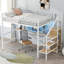 Lit mezzanine double en métal avec bureau, escalier de rangement, petite armoire et lumière DEL-1280431605