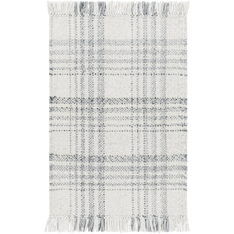 Tissu écossais tissé à la main à plat recyclé Cay P.E.T. Tapis gris / beige, Rectangle 12 pi x 15 pi