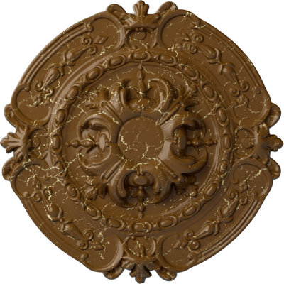 Endurathane Southampton Ceiling Medallion, 16 3/8"OD x 1 3/4"P (Fits Canopies up to 2 3/4"), Hand-Painted Smokey Topaz Crackle Finish
