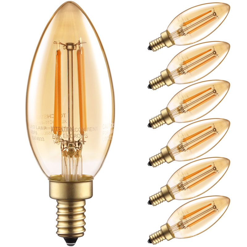 4.5 Watt (40W Eqv), B11 LED Bulb, Dimmable LED Filament Candle Bulb, E12/Candelabra Base, Warm White (2200K)