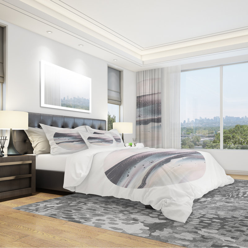 Ensemble de housse de couette géométrique circle marble i, Housse de couette double / grand et 2 taies
