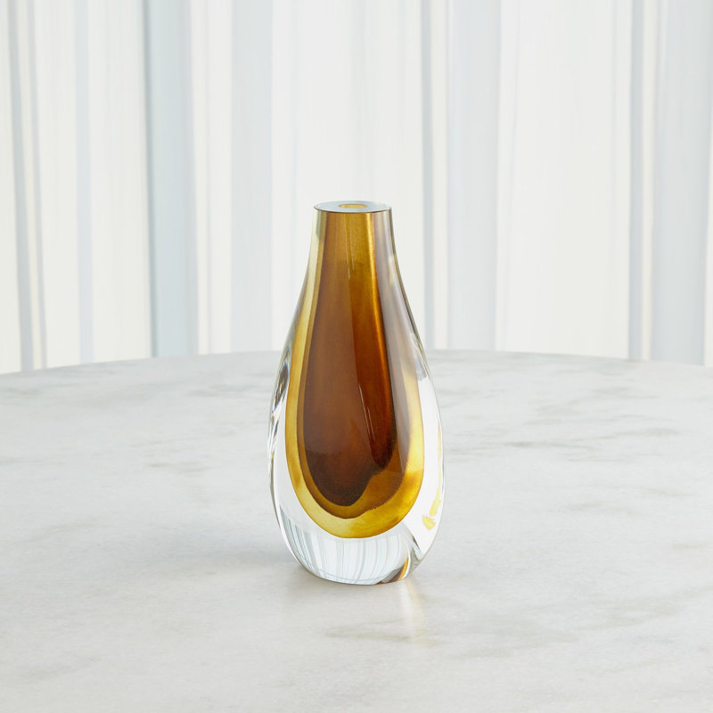 Vase de table en verre fait à la main, H 12 po x l 6,5 po x P 4,5 po