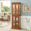 Cabinet Curio avec tablettes réglables et panneau arrière en miroir, portes en verre trempé (chêne, 6 niveaux)-1650637890-1650637902