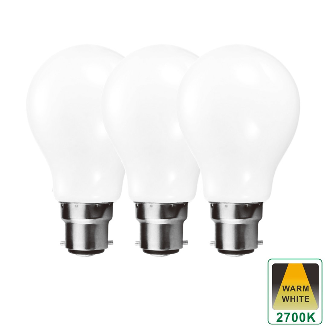 9W B22 Dimmable LED 4000K GLS Bulb Opal (Set Of 3)