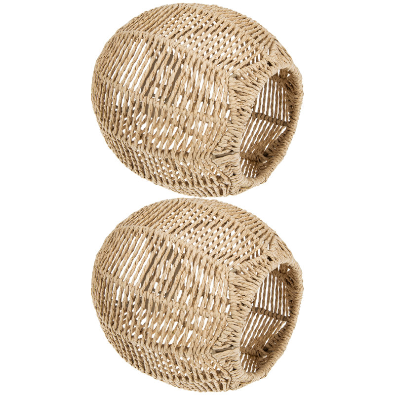 2pcs Imitation Rattan Ceiling Light Covers Pendant Shades For Chandeliers,tearoom, Living Room,light Brown