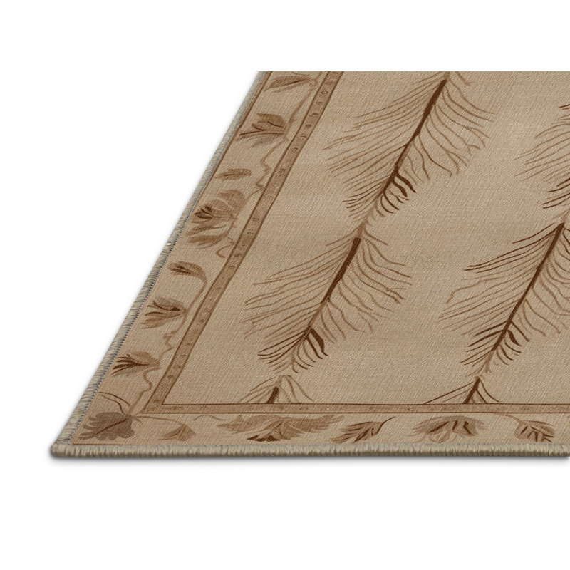 Tapis brun français lavable à la machine, Carré 6 pi