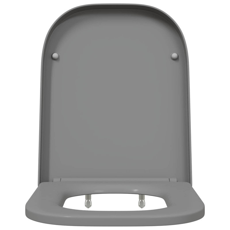 Grey Plastic Standard Adjustable Armrests Toilet Seat Oval, Grey