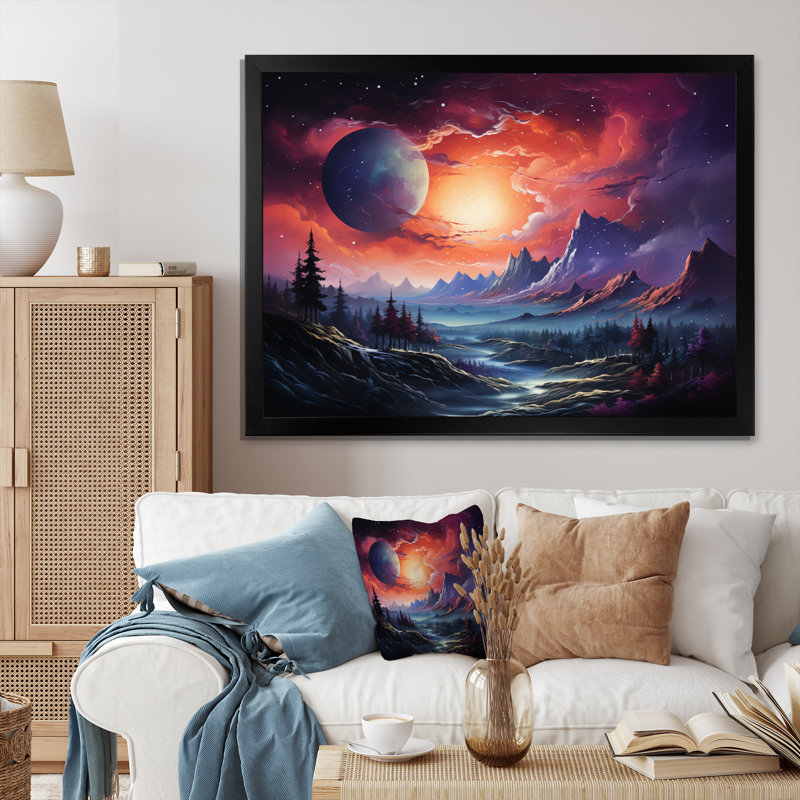 Orange, noir, rêves astronomiques, Cadre photo noir, H 34 po x l 44 po x P 1,5 po