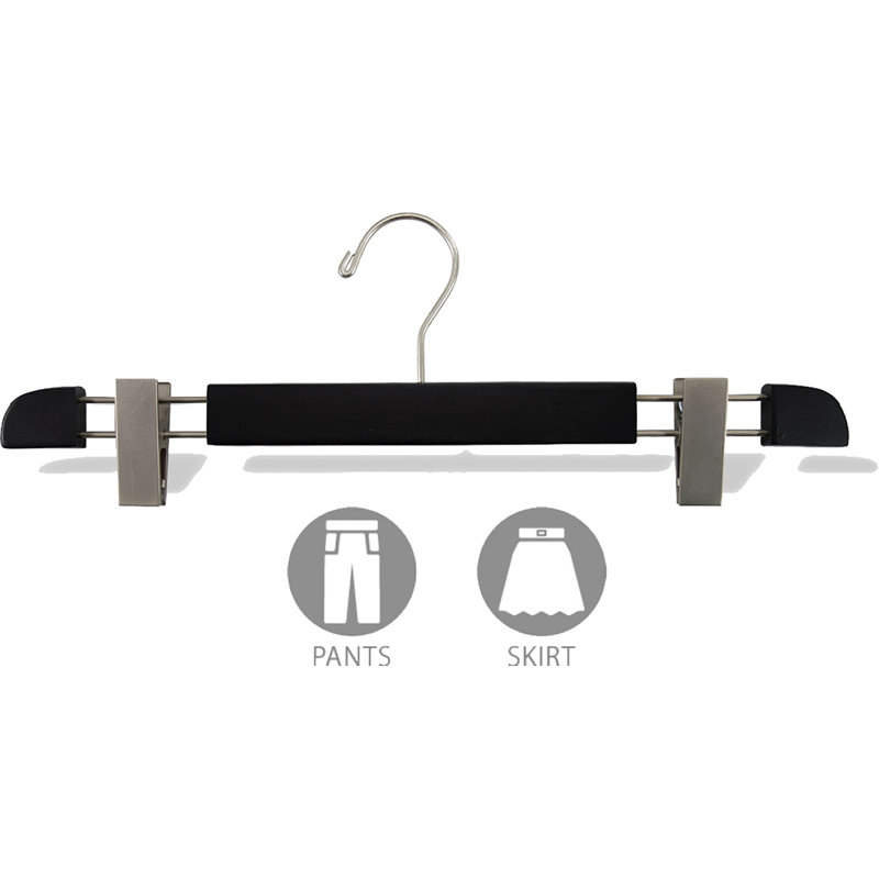 Cintre en bois avec pinces pour jupe / pantalons, Espresso