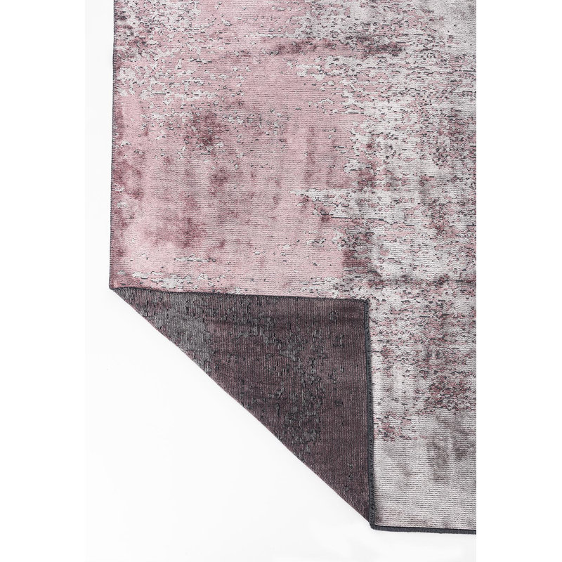 Rapture Abstract Cotton Gray/Purple Area Rug, Rectangle 7'10" x 11'2"