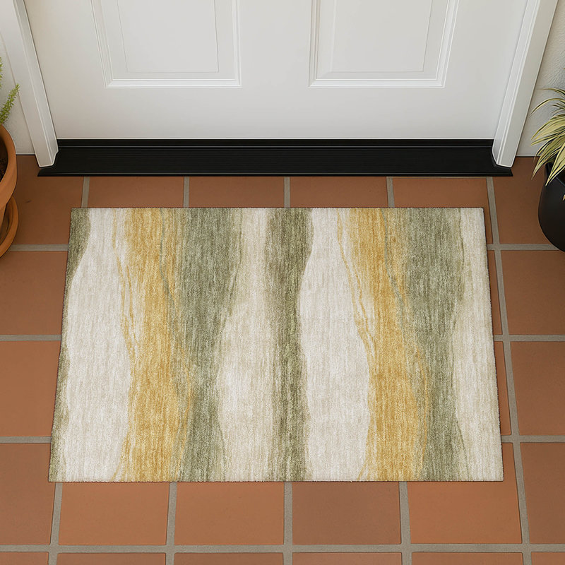 Tapis intérieur / extérieur lavable à la machine Chantille ACN2967, Doré, 2 pi 6 po x 3 pi 10 po