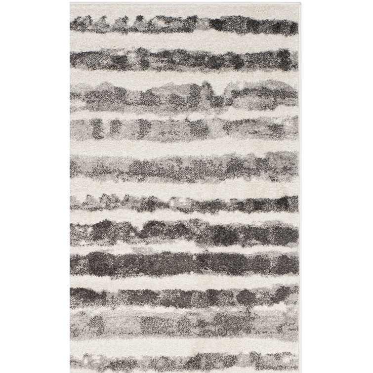 Bethlyn Striped Ivory/Charcoal Area Rug