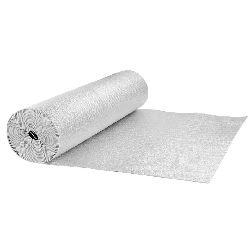 Double rouleau isolant réfléchissant, barrière rayonnante à noyau en mousse, 3,2 mm 48 po x 50 pi, écran EPE en mousse d'aluminium à double face réfléchissant la chaleur, rouleau isolant thermique pour toit de véhicule récréatif