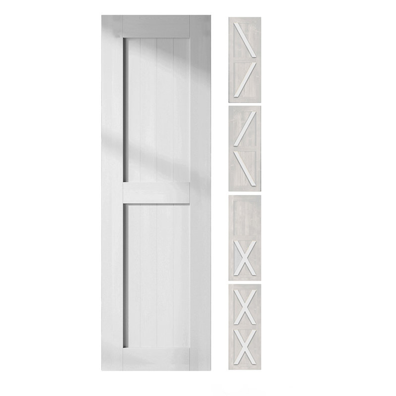 Porte de grange en bois massif 80 po semi-lustrée sans quincaillerie d'installation, 48 po x 80 po